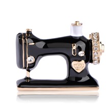 Funmor Enamel Esmalte Sewing Machine Shape Brooch Gold-Color Vintage Wedding Clothes Accessory Women Brooches Unique Hijab Pins 2024 - buy cheap