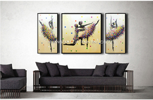 Conjunto de pinturas a óleo para parede de casa, pintura manual pura de grupo de facas, decoração colorida de parede, dançarino moderno abstrato, pintura de balé 2024 - compre barato