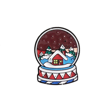 Broche de Metal esmaltado con bola de cristal para niño, Pin para insignia de casa, árbol de Navidad, nieve, mochila, disfraz, regalo de joyería 2024 - compra barato