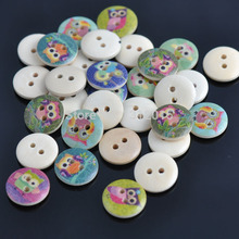 50 pces 15mm coruja misturada pintada redonda botões de madeira para costura scrapbooking artesanato decoração B1215-30X 2024 - compre barato