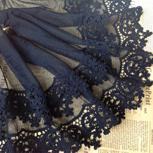 Free Shipping Black/White Soft Gauze Embroidery Lace Trim Lace Fabric DIY 22cm 2Yds/lot 2024 - buy cheap