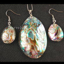 Free Shipping Beautiful jewelry  New Zealand Abalone Shell Art Pendant necklace Earring Set with chain MC3458 2024 - buy cheap