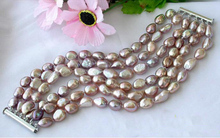 Pulsera de perlas para mujer, pulsera de perlas cultivadas en agua dulce, color gris, arroz, barroco, 14mm, regalo de cumpleaños 2024 - compra barato