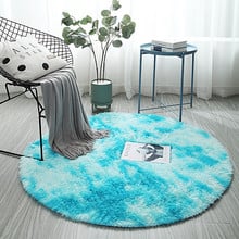 Nordic style sofa bedside carpet long hair tie-dye rug living room bedroom mat Round Thick plush variegated carpet 2024 - buy cheap