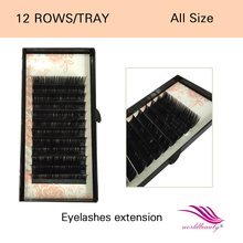 Free shipping 20 trays/lot Glossy mink eyelashes extension 12 lines korea PBT fiber top quality can fast delivery 2024 - buy cheap