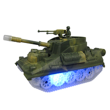 Brinquedo de tanque elétrico 360 ° rotação militar camuflagem tanque modelo brinquedos eletrônicos com luz led & som para crianças meninos presente 2024 - compre barato
