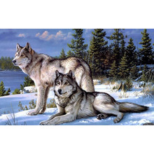 5D DIY Full Square/round Diamond Painting wolf in the snow Embroidery Cross Stitch Rhinestone Mosaic  Home Decor 2024 - buy cheap