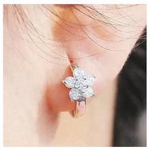 New Arrival Trendy Flower Shiny Zircon Star 30% Silver Plated Ladies Stud Earrings Jewelry Wholesale Anti Allergy Girl 2024 - buy cheap