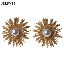 JERPVTE Simulated Pearl Dangle Earrings Bohemian Metal Drop Earrings Vintage Sunflower Jewelry Accessories Female Bijoux 2024 - buy cheap