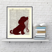 Watercolor Canvas Wall Art Dog Cute Animal Canvas Painting Poster Wall Picture For Living Room Dictionary Art Print 2024 - buy cheap