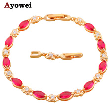 Pulseiras coloridas de ouro e cristal, pulseira estilo aaa zircão & cristal rosa saúde, sem chumbo, joia fashion tb299a 2024 - compre barato