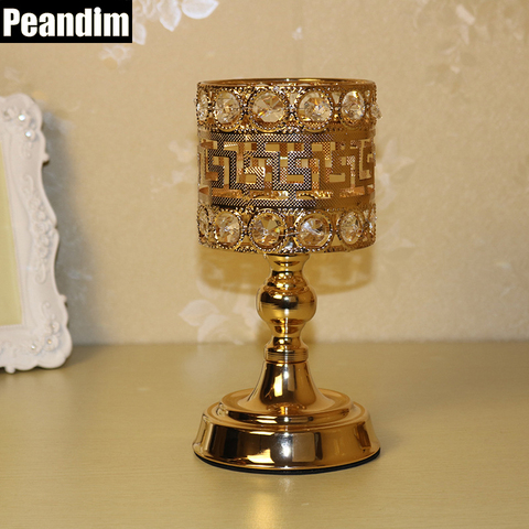 PEANDIM Ideas For Wedding Decorations Gold Color Home Candle Holder Metal Crystal Candlestick Party Events Table centerpieces 2022 - купить недорого