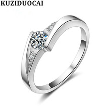 Kuziduocai New Fashion Jewelry Zircon Stainless Steel Parallel Elegant Wedding Bride Party Rings For Women Girl Anillos R-397 2024 - buy cheap