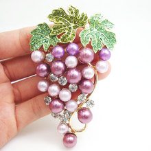 Luxury Art Style Fruit Grape Purple Austria Crystal Gold Tone Brooch Pin 2024 - buy cheap
