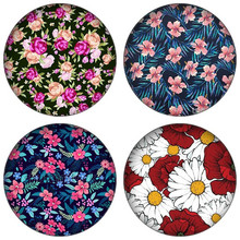 Zdual-cabochão de vidro redondo com estampas florais, bonitas, atacado, 5 partes, fundo plano, descobertas, fabricação 2024 - compre barato