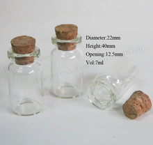100pcs/lot 7ml Clear Glass Bottle with wood cork,7cc cork stopper glass vials,small amber sample container,22*40*12.5mm 2024 - buy cheap