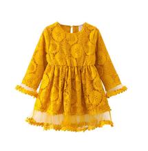 Novo vestido de renda infantil feminino, roupas para crianças de 2 a 6 anos, manga longa, vestido de princesa de flor para meninas e crianças primavera outono 2019 2024 - compre barato