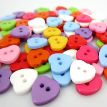 200pcs 3/8" Mixed Colors Heart Resin Sewing Buttons Scrapbook  11mm 2024 - buy cheap