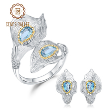 Женские серьги-кольца GEM'S BALLET, набор ювелирных изделий из серебра 925 пробы с натуральным швейцарским синим топазом, 3,02ct 2024 - купить недорого