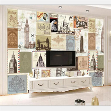 Beibehang 3d murais de parede personalizado casa decoração foto mural fundo de arquitectura Continental selos do vintage 2024 - compre barato