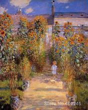 Art Gift Monets Garden at Vetheuil Claude Monet Painting on Canvas High quality Hand painted 2023 - buy cheap