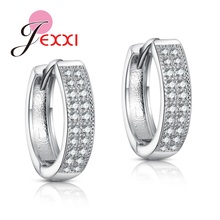 Luxurious Full Shiny CZ Crystal Fashion 925 Sterling Sliver Jewelry For Women Girls Best Quality Hoop Earrings Bijoux 2024 - buy cheap