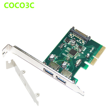 2 ports USB 3.1 PCI express Card PCIe with low profile bracket pci-e 4x to usb3.1 Type-A  adapter SuperSpeed 10Gbps 2024 - buy cheap