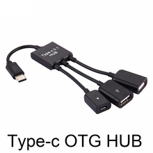 Micro adaptador de Cable multifunción 3 en 1, convertidor de Cable USB de 3 puertos usb-c tipo c 3,1 macho a USB 2,0 adaptador/concentrador OTG 2024 - compra barato