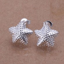 Pendientes chapados en plata para mujer, joyería de moda, color plateado, Estrella pulida E032 /LLGJTIJW DMVKTCLK 2024 - compra barato