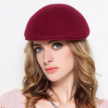 Female Gift Autumn And Winter Party Formal Headwear Lady Fashion Plain Flat Peak Hat Cap Women 100% wool Felt Beret Hats 2024 - buy cheap
