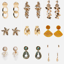 Girlgo ZA 2019 New Vintage Drop Earrings Jewelry Earrings for Women Metal Resin Ethnic Statement Dangle Earring Party Bijoux 2024 - buy cheap