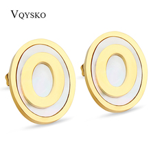 wholesale new fashion Girl jewelry gold color titanium steel shell Stud Earrings for women 2024 - buy cheap