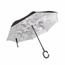 3D Flower Effect Reverse Umbrella Windproof Reverse Folding Double Layer Inverted Release Hands Not Wet Car umbrella 2024 - купить недорого
