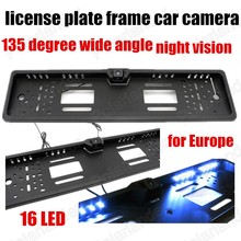 EU Car License Plate Frame Rear View Camera For European Cars With CCD 16 LED Light Waterproof 135 degree wide angle 2024 - buy cheap