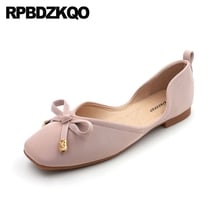 Chinese Bowtie Sandals Suede Ballerina Pink Square Toe Large Size Bow Designer Green Women Luxury Foldable Ballet Flats Shoes 2024 - buy cheap