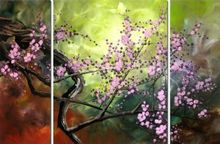 3pcs Floral Oil Painting Modern Canvas Painting Wall Decor-Plum Blossom In The Moonlight IV 2024 - buy cheap