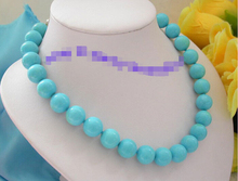 FREE shipping> >>>wonderful 18"12mm round blue natural stone beads necklace 2024 - buy cheap