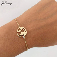 Jisensp-pulsera de acero inoxidable con diseño único del mapa del mundo para mujer, brazalete Simple de la tierra, joyería de moda, regalo 2024 - compra barato