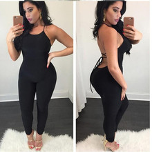Summer Sexy Jumpsuits Women Spaghetti Strap Hollow Backless Lace-Up Jumpsuits Solid Sleeveless Club Party Jumpsuit Female 969548 2024 - buy cheap
