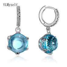 New Beautiful Big Blue Stones Dangle Earring Color Crystal Female Jewelry Women's Fashion Jewellery Free Shipping 2024 - buy cheap