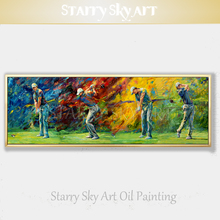 Professional Artist Pure Hand-painted Impressionist Colorful Playing Golf Oil Painting on Canvas Play Golf Portrait Oil Painting 2024 - buy cheap