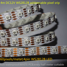 4m DC12V WS2812B addressable pixel srip,non-waterproof,60pcs WS2812B/M with 60pixels;72W;white pcb;4pin 2024 - buy cheap