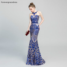 Forevergracedress Actual Images New Design Blue Evening Dresses 2019 Sleeveless Long Formal Party Gowns Plus Size Custom Made 2024 - buy cheap