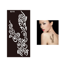 Tatuagem estêncil de henna preta, estêncil mehndi, arte corporal feminina sexy, orelha de flor de arroz, à prova d'água, design de tatuagem temporária s215, 1 peça 2024 - compre barato