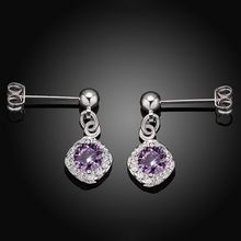 Wholesale silver plated Earring,925 jewelry silver,Purple Stone Earrings SMTE429 2024 - buy cheap