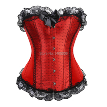 Caudatus Red Satin Palace Sexy Overbust Corset Dancer Showgirl Lace Corsets and Bustiers Tops Waist Cincher 6XL Vintage Style 2024 - buy cheap