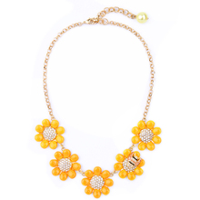 Popular Jewelry Fashion Elegant Flower Necklace Crystal yellow Necklace 2024 - buy cheap