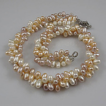Жемчужное ожерелье с тремя рядами, белое, розовое жемчужное ожерелье с тремя рядами, белые, серые бусины, свадебный подарок для женщин, ювелирные изделия из стерлингового серебра 2024 - купить недорого