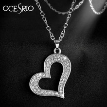 Ожерелье OCESRIO женское, с кубическим цирконием и подвеской в виде сердца, с кристаллами из розового золота, nke-n16 2024 - купить недорого