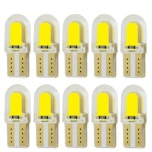 Luz de estacionamento em gel de sílica, lâmpada de led cob com concha de silicone t10 w5w wy5w para automóveis, lâmpada de leitura interior de cunha e teto, com 10 peças 2024 - compre barato